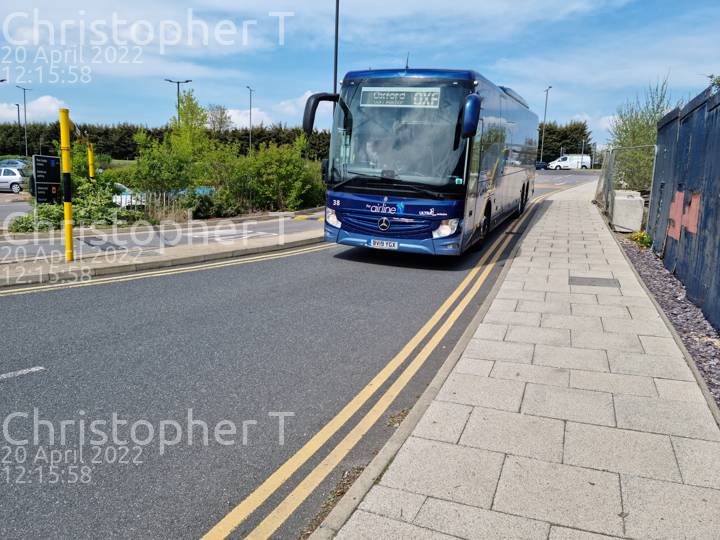 Image of Oxford Bus Company vehicle 38. Taken by Katherine T at 12:15:58 on 2022.04.20