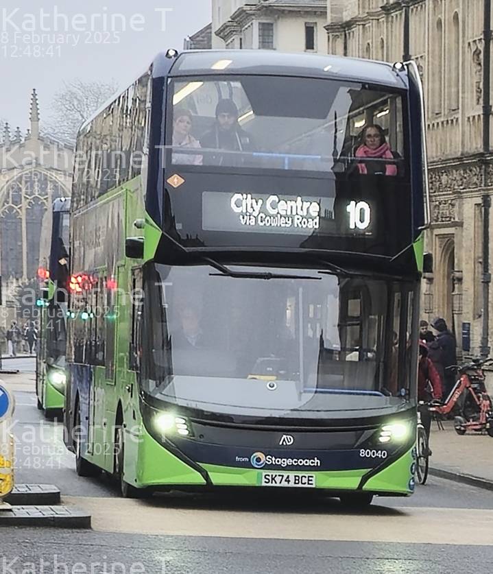 Image of Stagecoach Oxfordshire vehicle 80040. Taken by Katherine T at 12:48:41 on 2025.02.08
