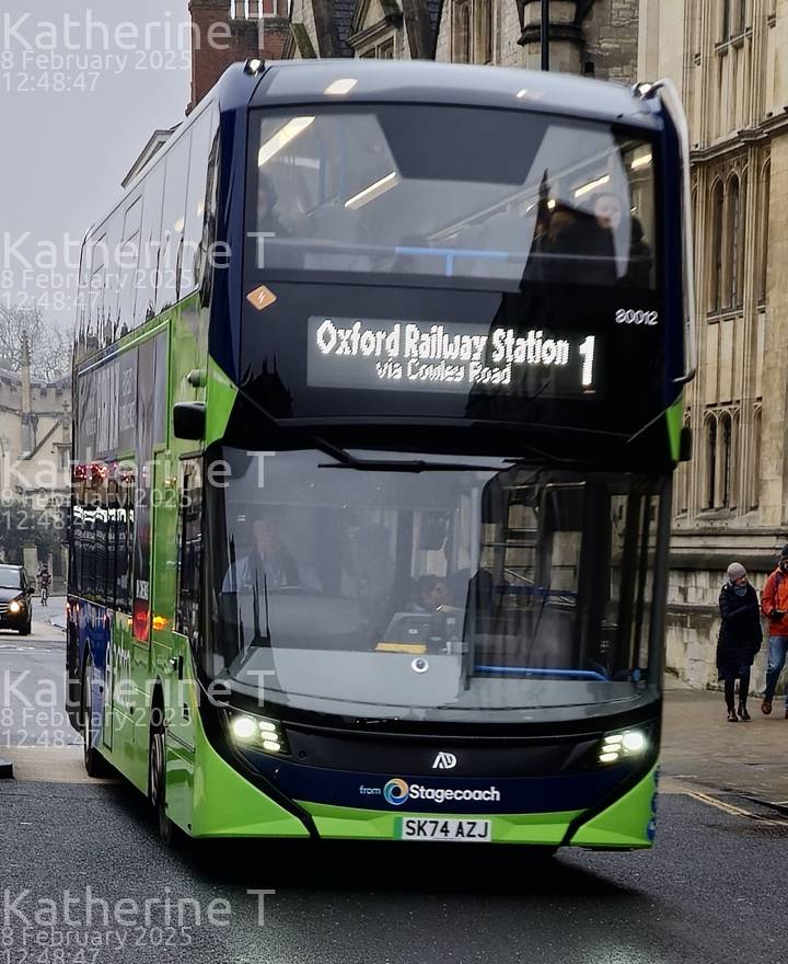 Image of Stagecoach Oxfordshire vehicle 80012. Taken by Katherine T at 12:48:47 on 2025.02.08