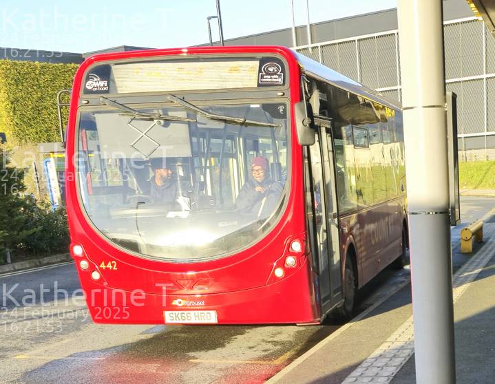 Image of Carousel Buses vehicle 442. Taken by Katherine T at 16:21:53 on 2025.02.24