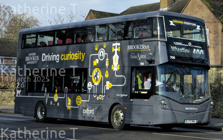 Image of Oxford Bus Company vehicle 706. Taken by Katherine T at 09:24:26 on 2025.03.14