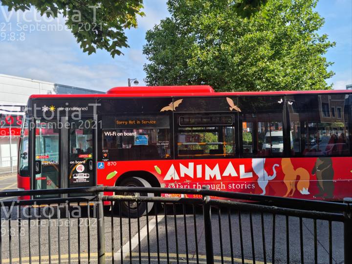 Image of Carousel Buses vehicle 870. Taken by Victoria T at 09:08:08 on 2021.09.21