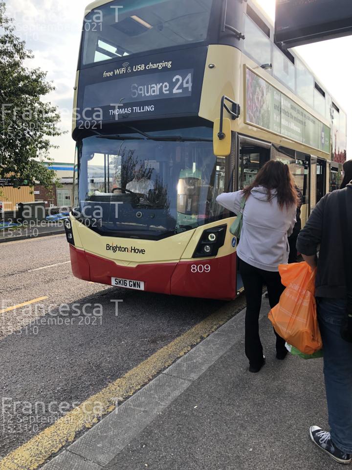 Image of Brighton & Hove vehicle 809. Taken by Francesca T at 15:31:00 on 2021.09.12