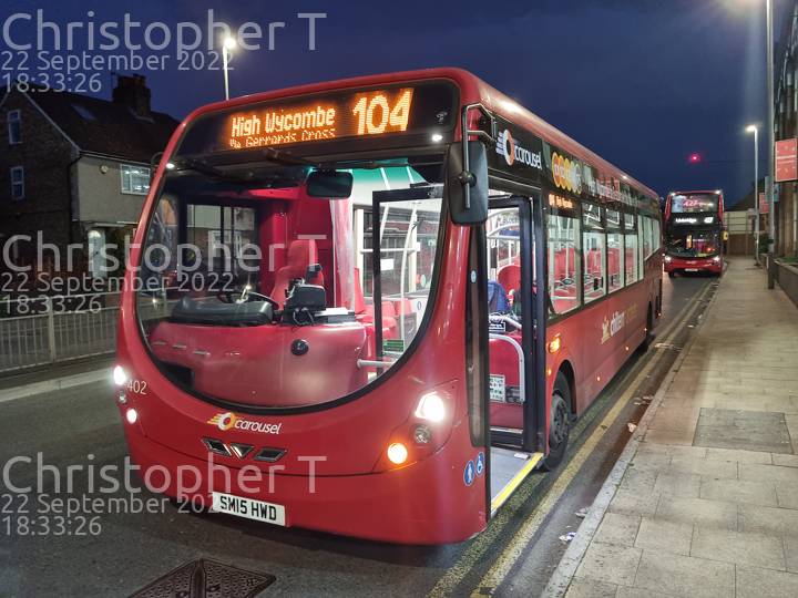 Image of Carousel Buses vehicle 402. Taken by Katherine T at 18:33:26 on 2022.09.22