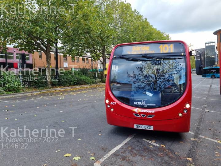 Image of Carousel Buses vehicle 407. Taken by Katherine T at 14:46:22 on 2022.11.04