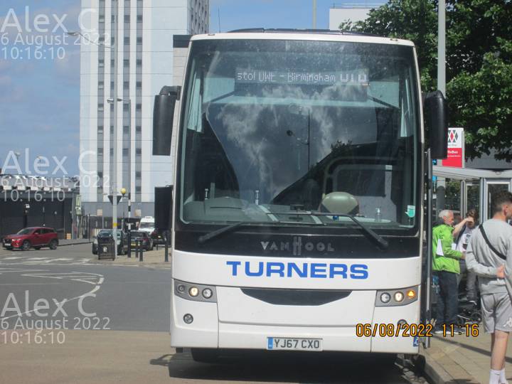 Image of Turners Tours (Contract) vehicle YJ67CXO. Taken by Alex C at 10:16:10 on 2022.08.06