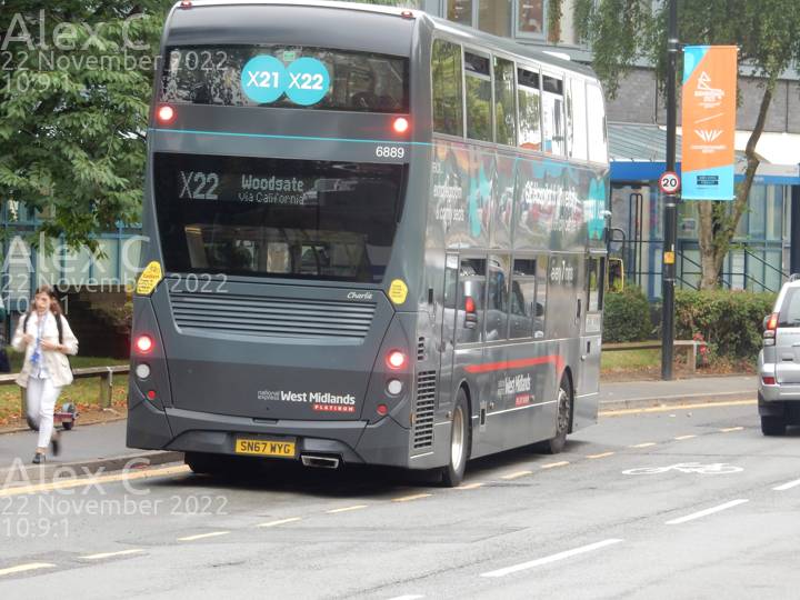 Image of National Express West Midlands vehicle 6889. Taken by Alex C at 10:09:01 on 2022.11.22
