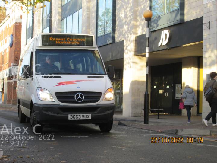 Image of Regent Coaches vehicle BG63VUX. Taken by Alex C at 07:19:37 on 2022.10.22