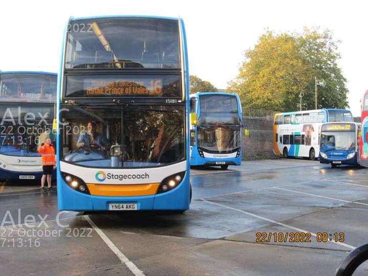 Image of Stagecoach South East vehicle 15181. Taken by Alex C at 07:13:16 on 2022.10.22