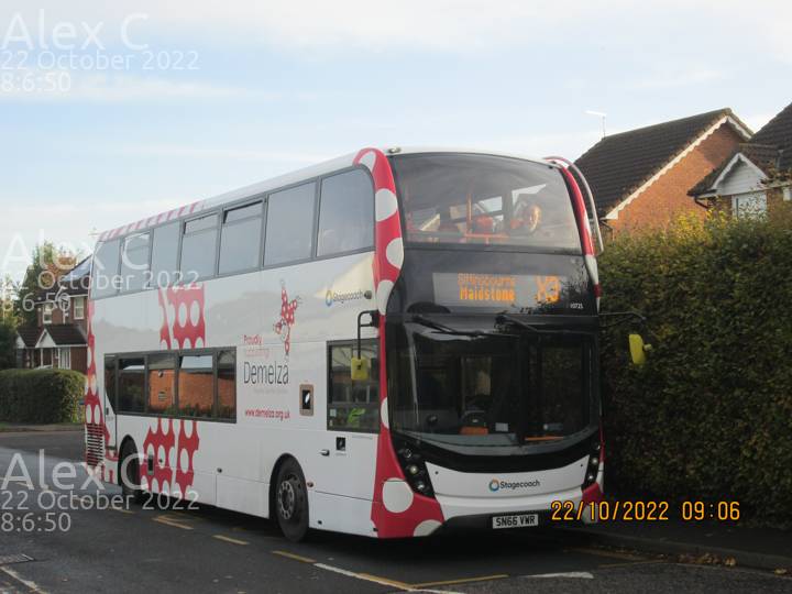 Image of Stagecoach South East vehicle 10725. Taken by Alex C at 08:06:50 on 2022.10.22