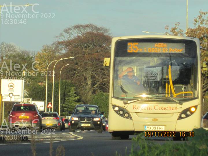 Image of Regent Coaches vehicle YX09FNF. Taken by Alex C at 16:30:46 on 2022.11.09