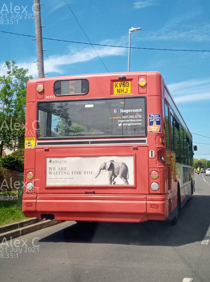 Image of Stagecoach South East vehicle 34492. Taken by Alex C at 08:35:01 on 2021.07.21