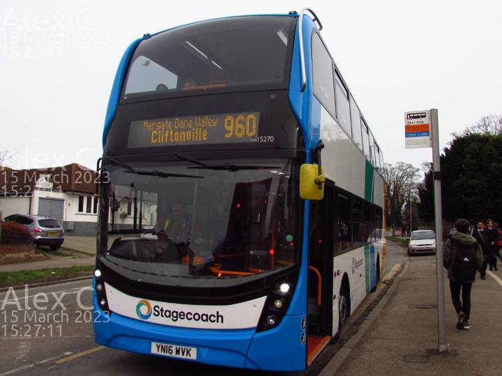 Image of Stagecoach South East vehicle 15270. Taken by Alex C at 15:27:11 on 2023.03.15