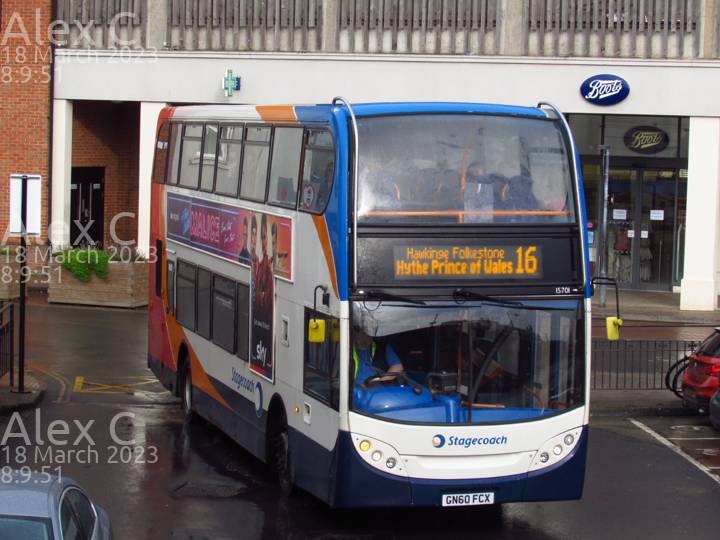 Image of Stagecoach South East vehicle 15701. Taken by Alex C at 08:09:51 on 2023.03.18