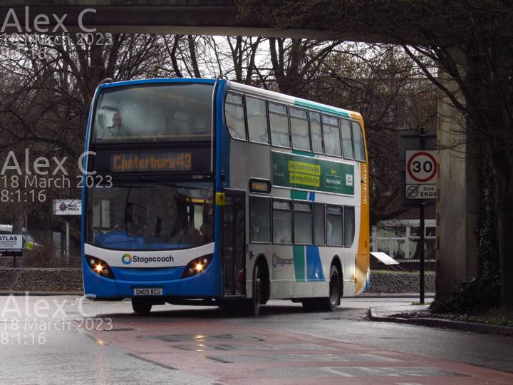 Image of Stagecoach South East vehicle 15500. Taken by Alex C at 08:01:16 on 2023.03.18