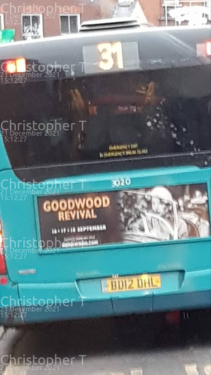Image of Arriva Beds & Bucks vehicle 3020. Taken by Katherine T at 15:12:27 on 2021.12.21