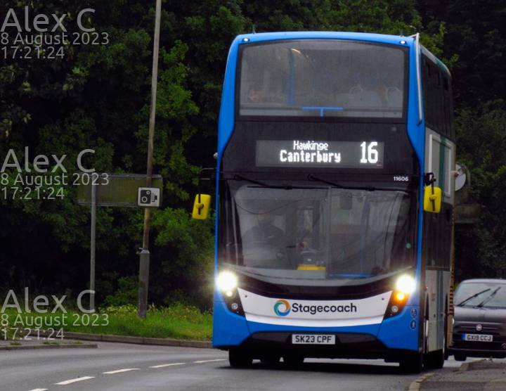 Image of Stagecoach South East vehicle 11606. Taken by Alex C at 17:21:24 on 2023.08.08