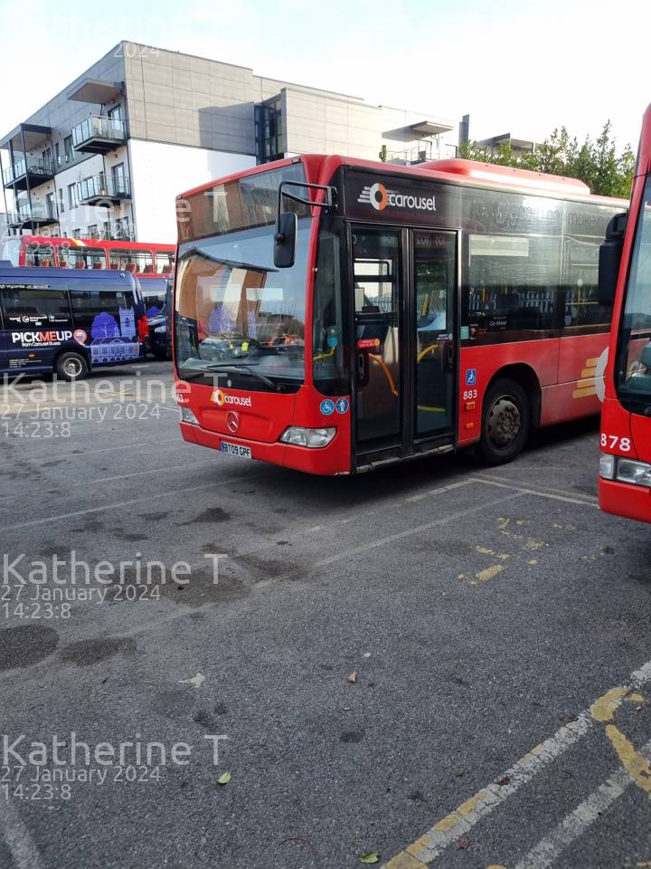 Image of Carousel Buses vehicle 883. Taken by Katherine T at 14:23:08 on 2024.01.27