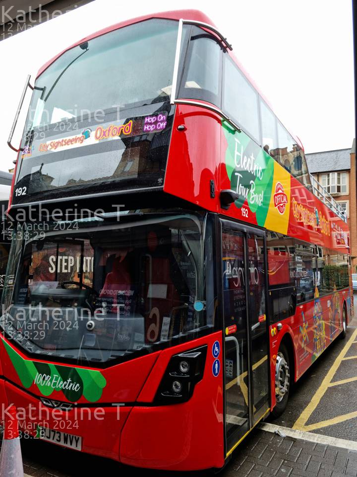 Image of City Sightseeing Oxford vehicle 192. Taken by Katherine T at 13:38:29 on 2024.03.12