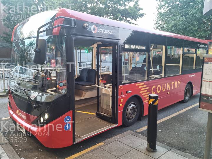 Image of Carousel Buses vehicle 513. Taken by Katherine T at 18:55:29 on 2024.08.27