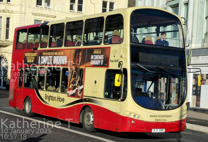 Image of Brighton & Hove vehicle 408. Taken by Katherine T at 10:57:18 on 2025.01.30