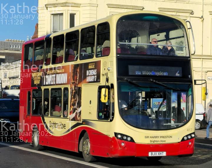 Image of Brighton & Hove vehicle 417. Taken by Katherine T at 11:01:28 on 2025.01.30