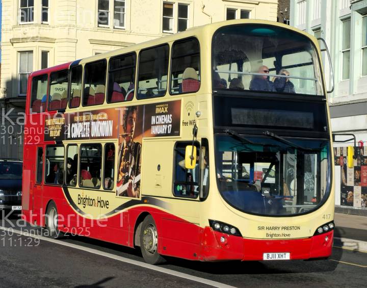 Image of Brighton & Hove vehicle 417. Taken by Katherine T at 11:01:29 on 2025.01.30