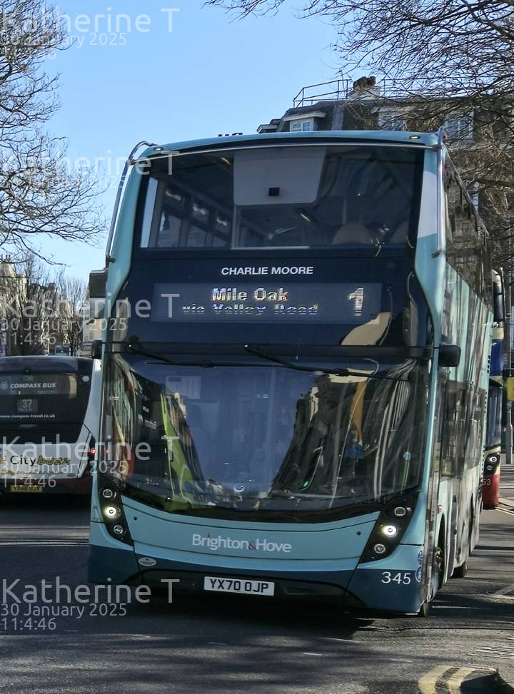 Image of Brighton & Hove vehicle 345. Taken by Katherine T at 11:04:46 on 2025.01.30