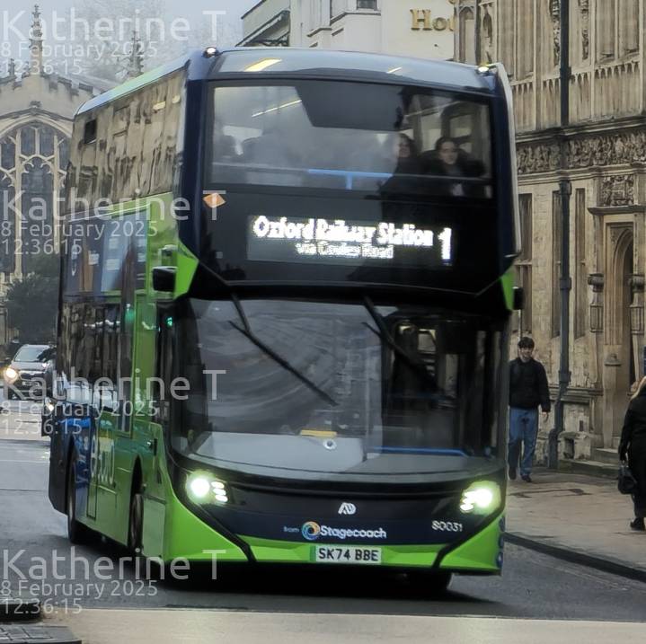 Image of Stagecoach Oxfordshire vehicle 80031. Taken by Katherine T at 12:36:15 on 2025.02.08