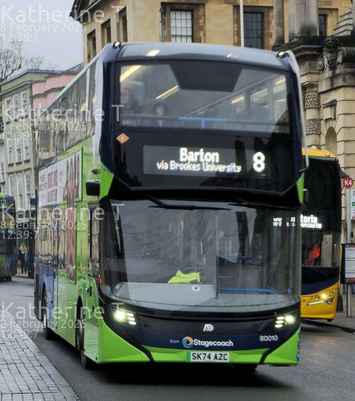 Image of Stagecoach Oxfordshire vehicle 80010. Taken by Katherine T at 12:39:07 on 2025.02.08
