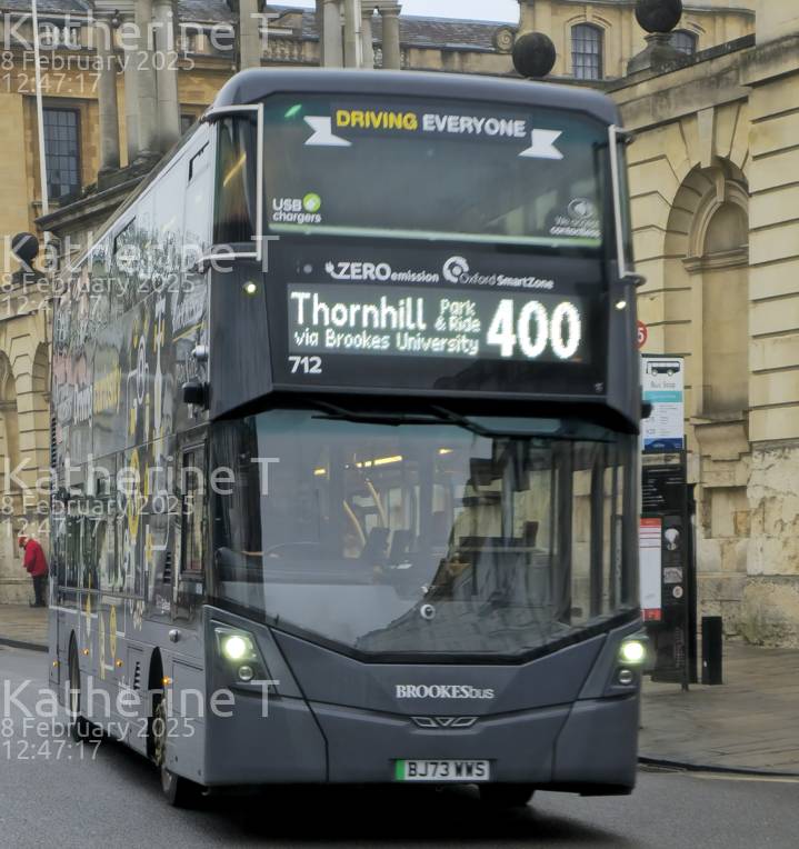 Image of Oxford Bus Company vehicle 712. Taken by Katherine T at 12:47:17 on 2025.02.08